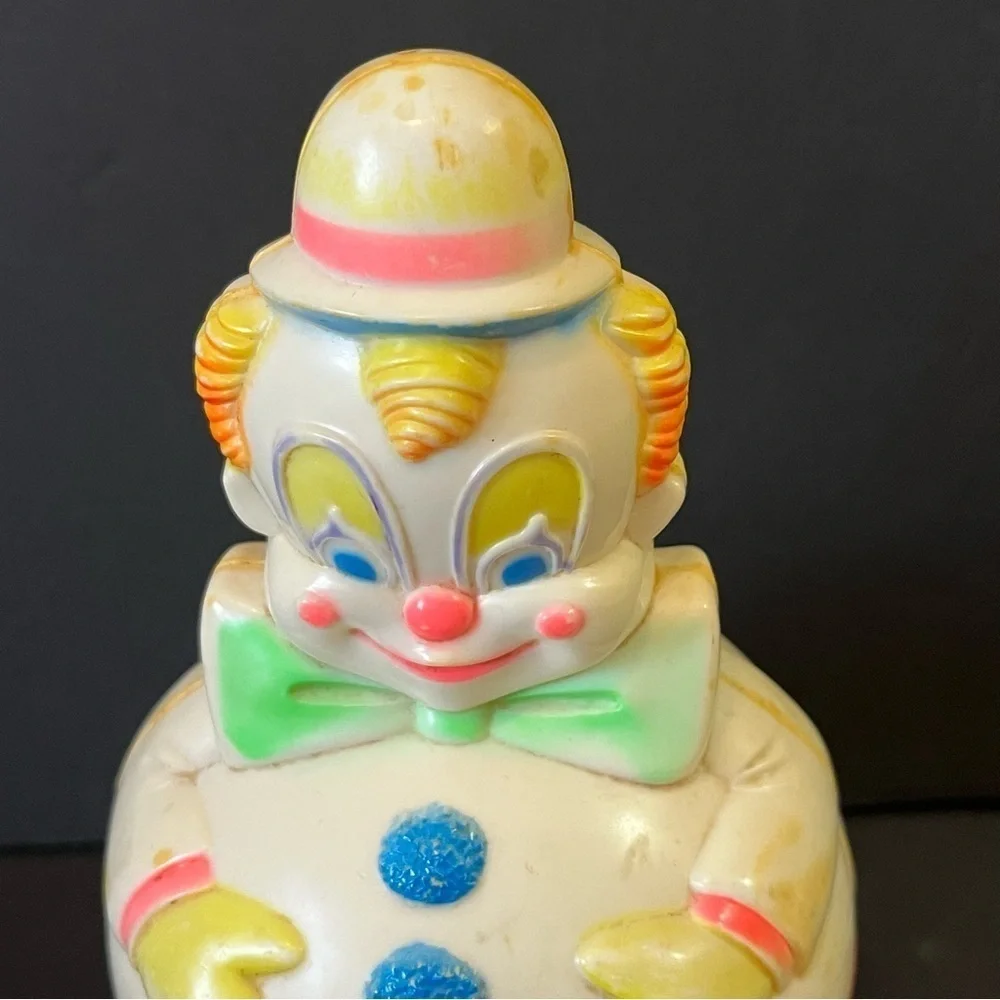 SaniToy Roly Poly Weeble Wobble Clown/ Plastic Rattle Circus Retro Vintage 1977